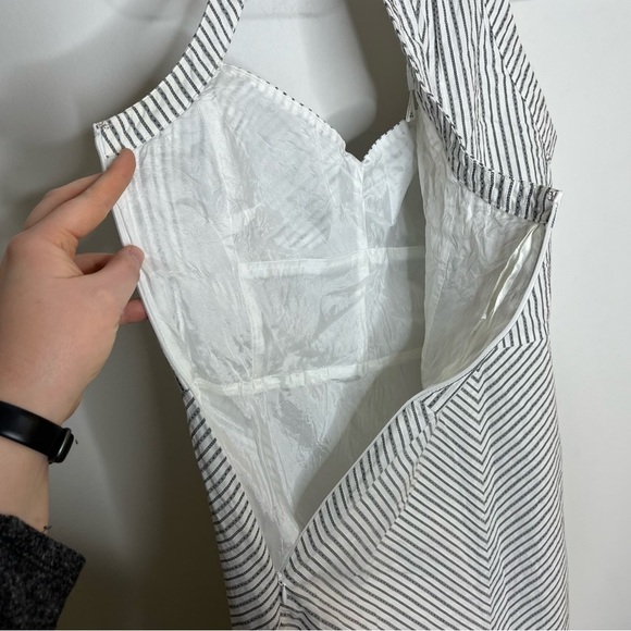 Loft Geometric Stripes Sleeveless High Neck Dress 100% Cotton Preppy Tennis Prep - Picture 8 of 11